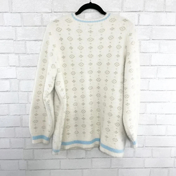 Torrid White Gold & Blue Fuzzy Pullover Scoop Neck Sweater Women's Plus Size 2X - Picture 4 of 8